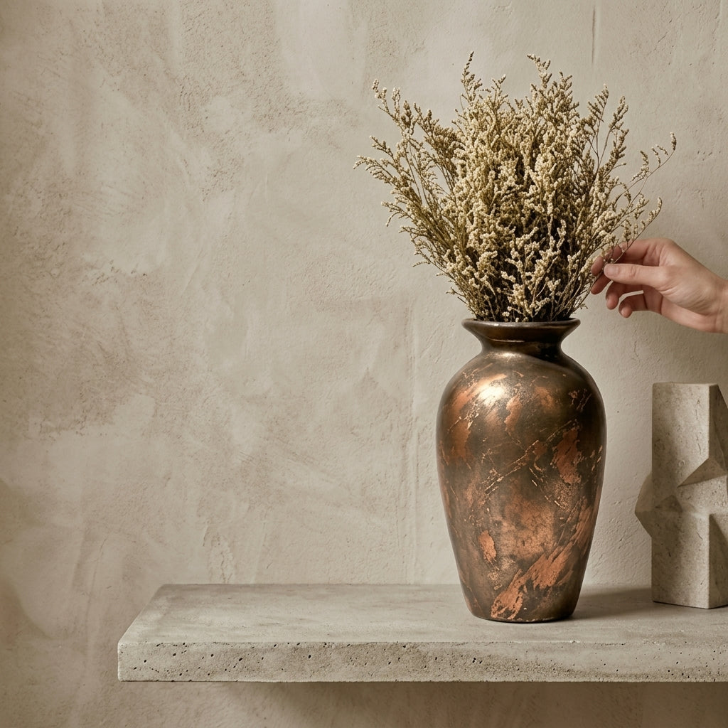 Distressed Forged Copper Urn Vase