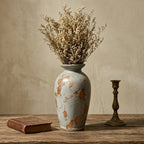 Weathered Light Grey and Terracotta Urn Vase