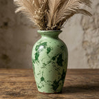 Weathered Mint and Forest Green Urn Vase
