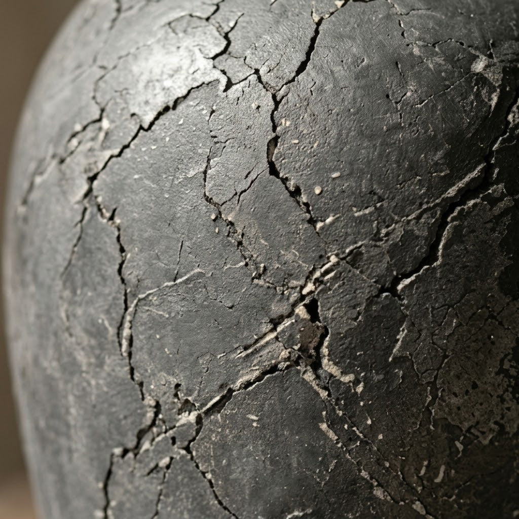 Weathered Charcoal Crackle Urn Vase