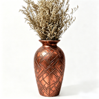 Antiqued Copper Geometric Art Deco Vase