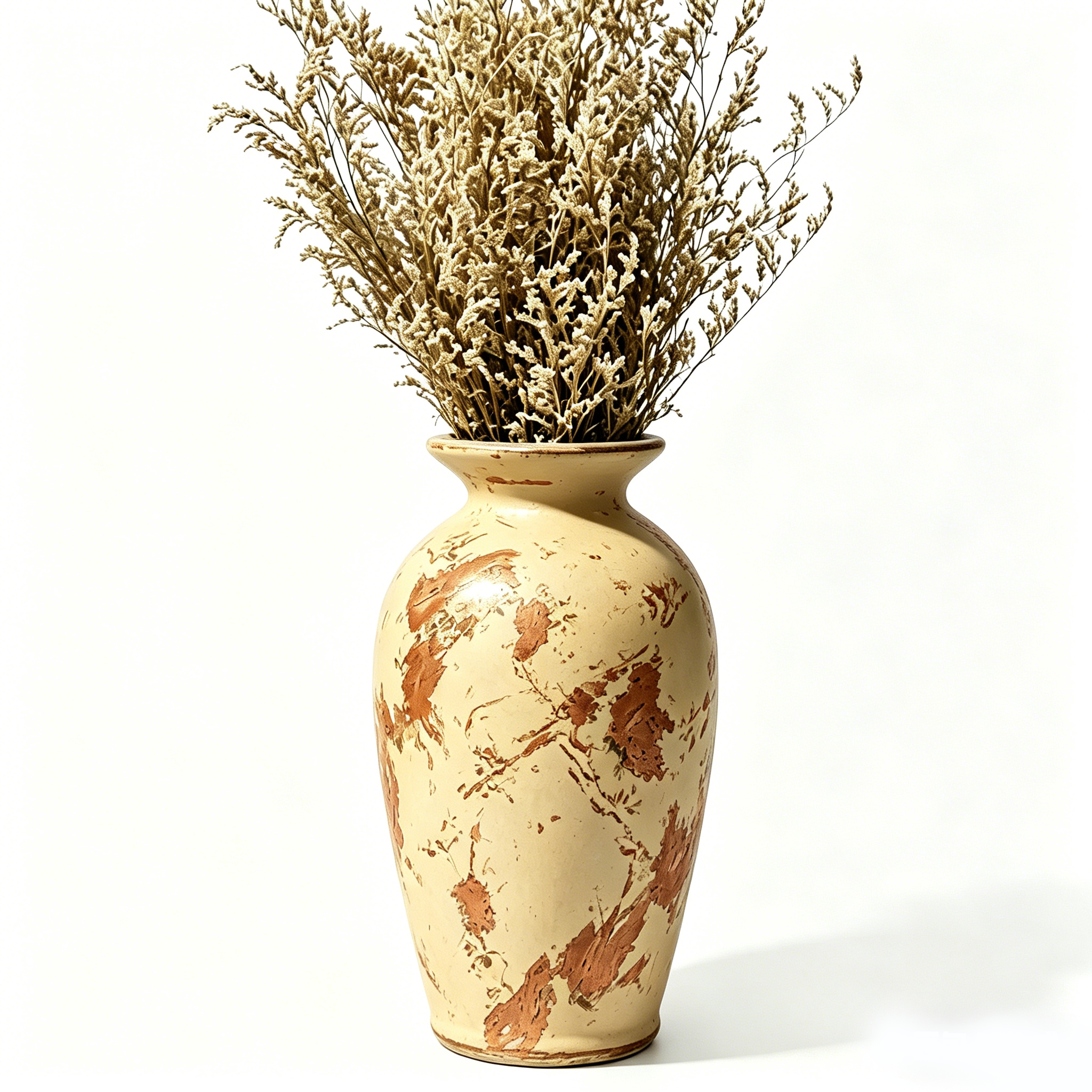 Weathered Beige and Terracotta Urn Vase