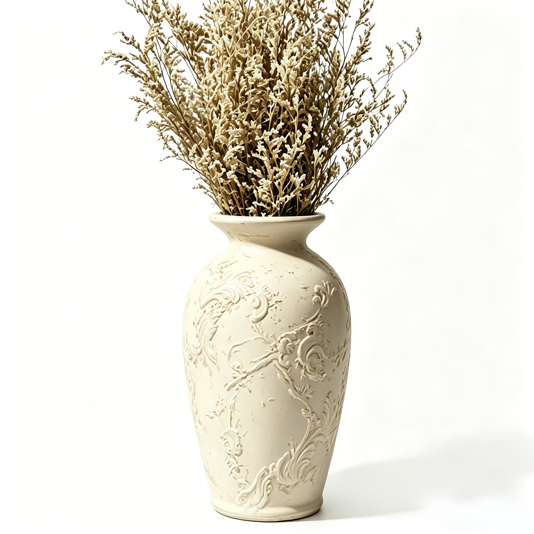 Weathered Ivory and Terracotta Urn Vase