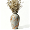 Weathered Light Grey and Terracotta Urn Vase
