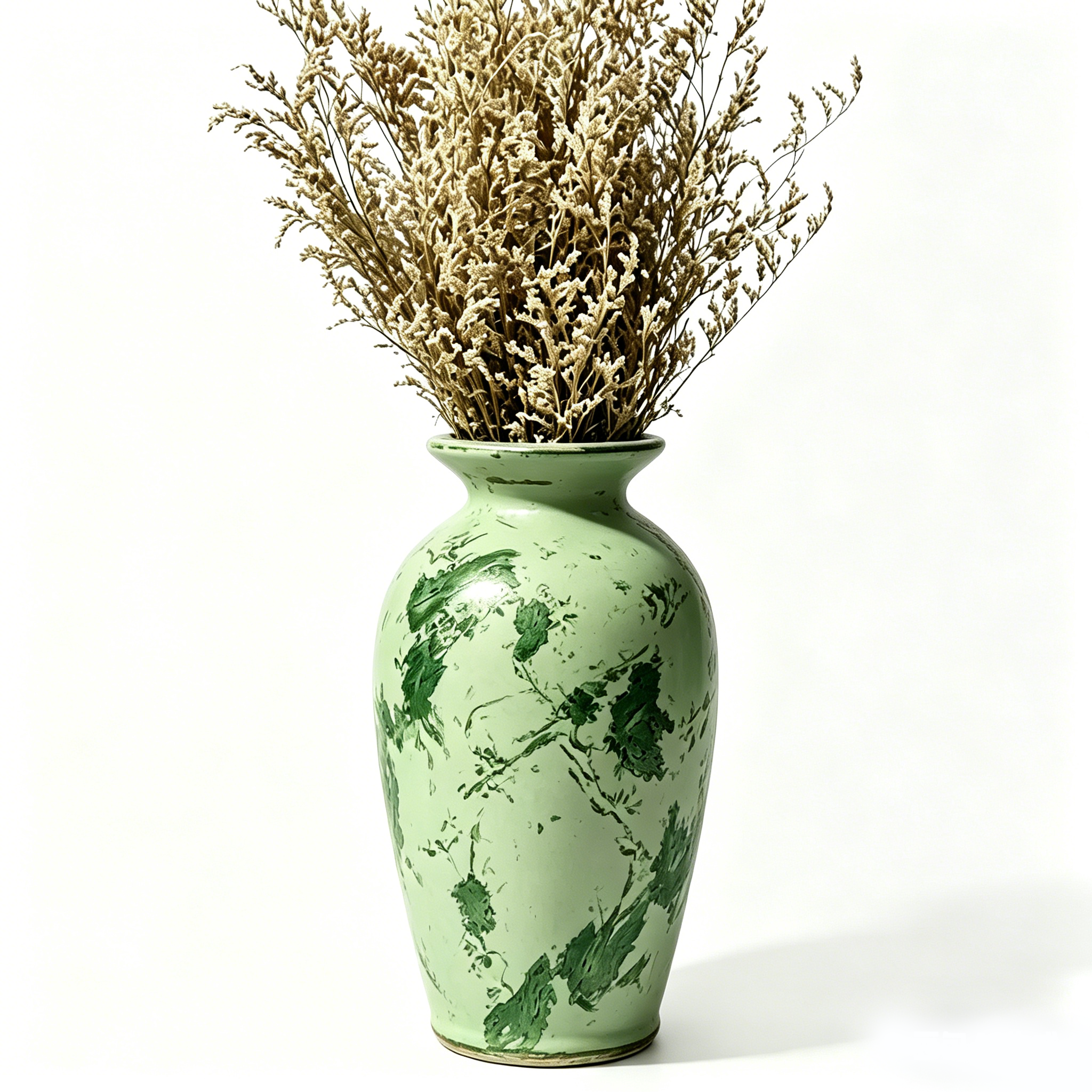 Weathered Mint and Forest Green Urn Vase