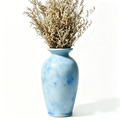 Mottled Sky Blue Watercolor Urn Vase