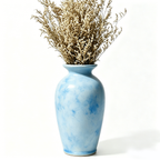Mottled Sky Blue Watercolor Urn Vase