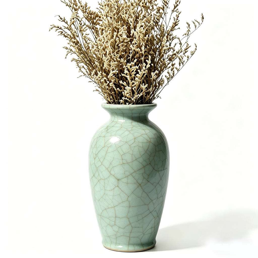 Pale Celadon Crackle Glaze Urn Vase