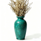 Vibrant Teal Floral Relief Urn Vase