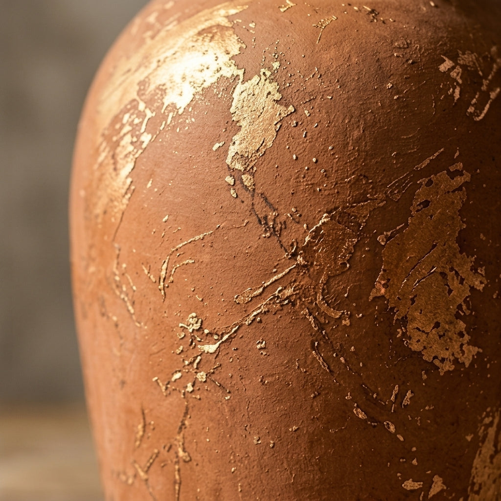 Distressed Terracotta Artisan Urn Vase
