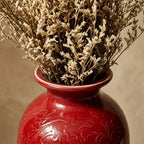 Crimson Lotus Relief Urn Vase