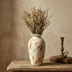Distressed Ivory and Terracotta Farmhouse Vase