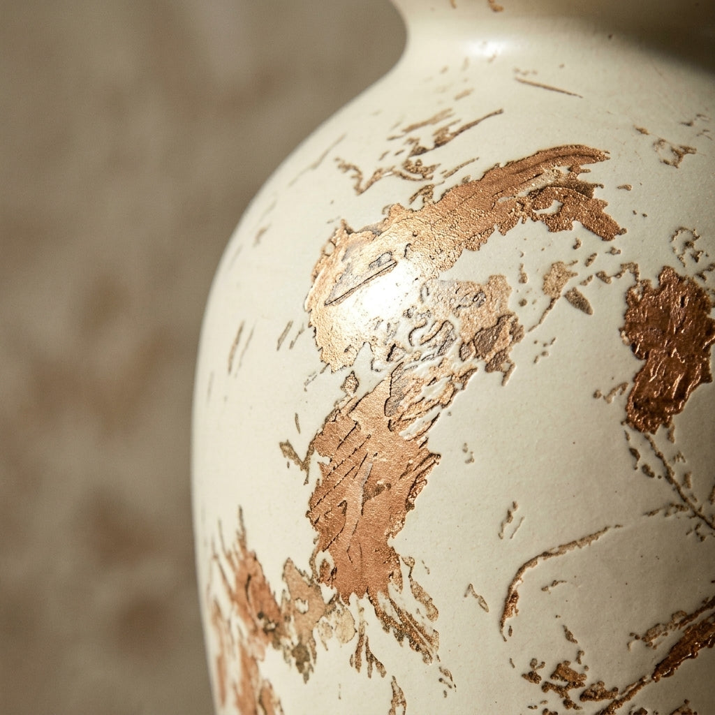 Distressed Ivory and Terracotta Farmhouse Vase