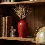 Crimson Lotus Relief Urn Vase