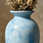 Mottled Sky Blue Watercolor Urn Vase