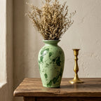 Weathered Mint and Forest Green Urn Vase