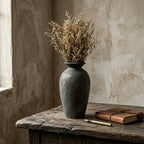 Weathered Charcoal Crackle Urn Vase