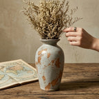 Weathered Light Grey and Terracotta Urn Vase