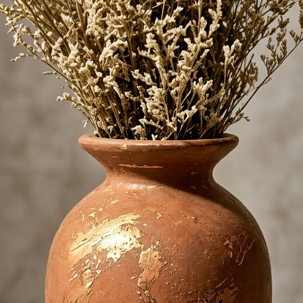 Distressed Terracotta Artisan Urn Vase