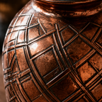 Antiqued Copper Geometric Art Deco Vase