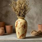 Weathered Beige and Terracotta Urn Vase