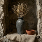 Weathered Charcoal Crackle Urn Vase