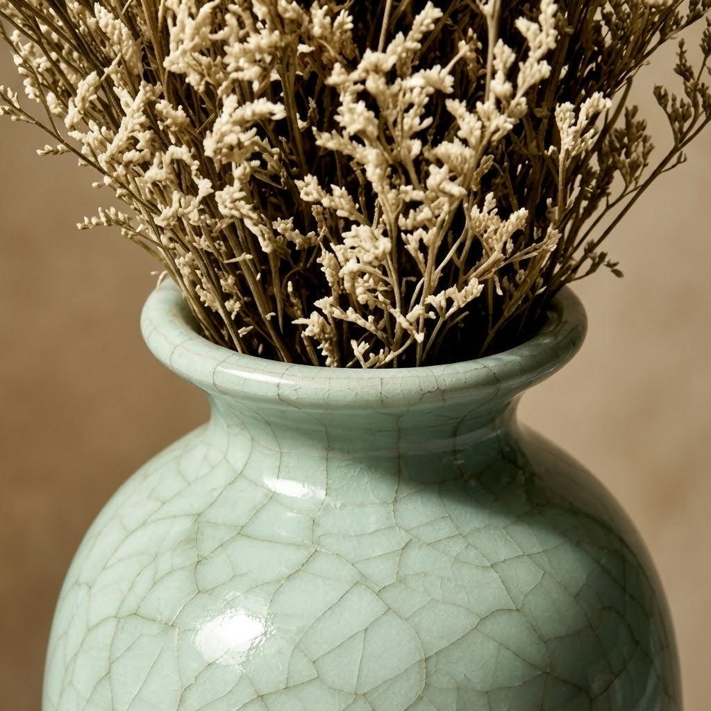 Pale Celadon Crackle Glaze Urn Vase