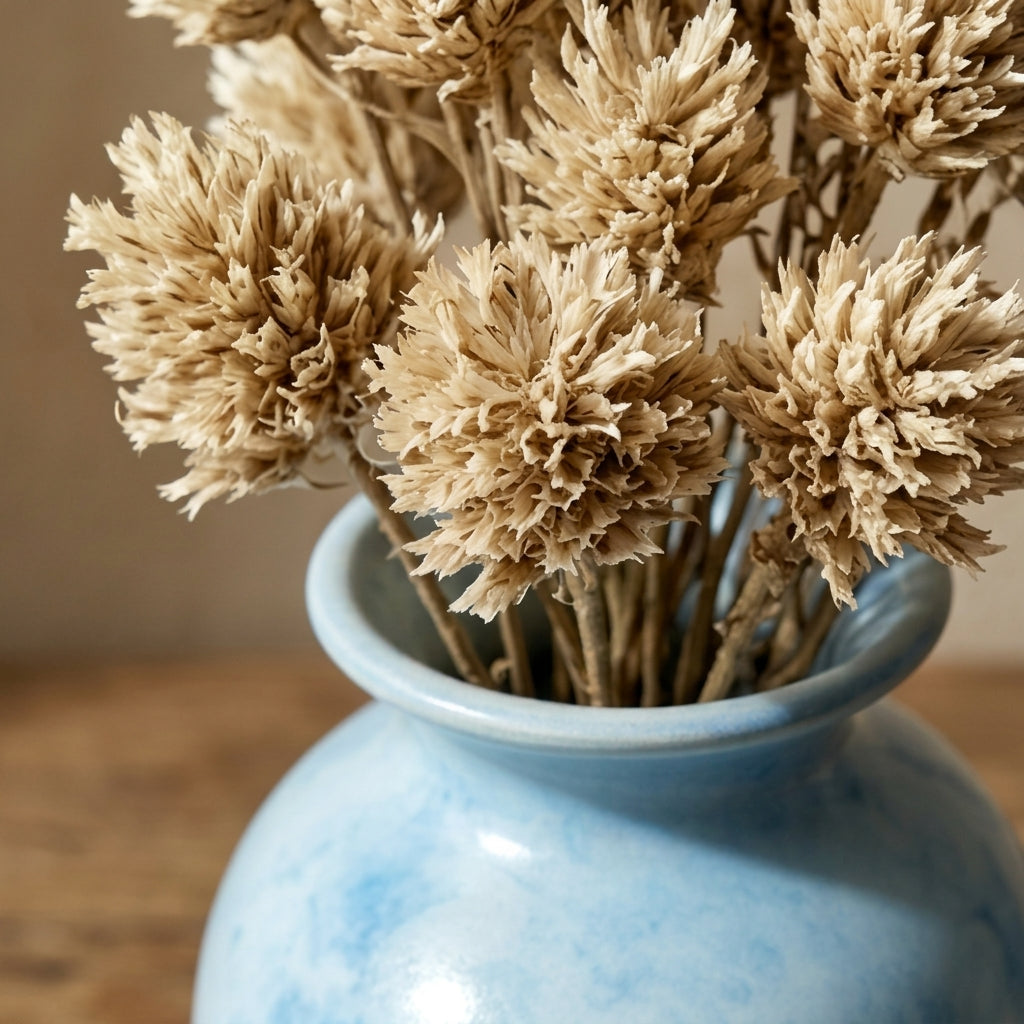 Mottled Sky Blue Watercolor Urn Vase