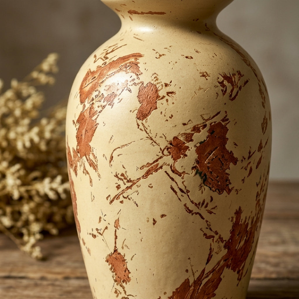 Weathered Beige and Terracotta Urn Vase