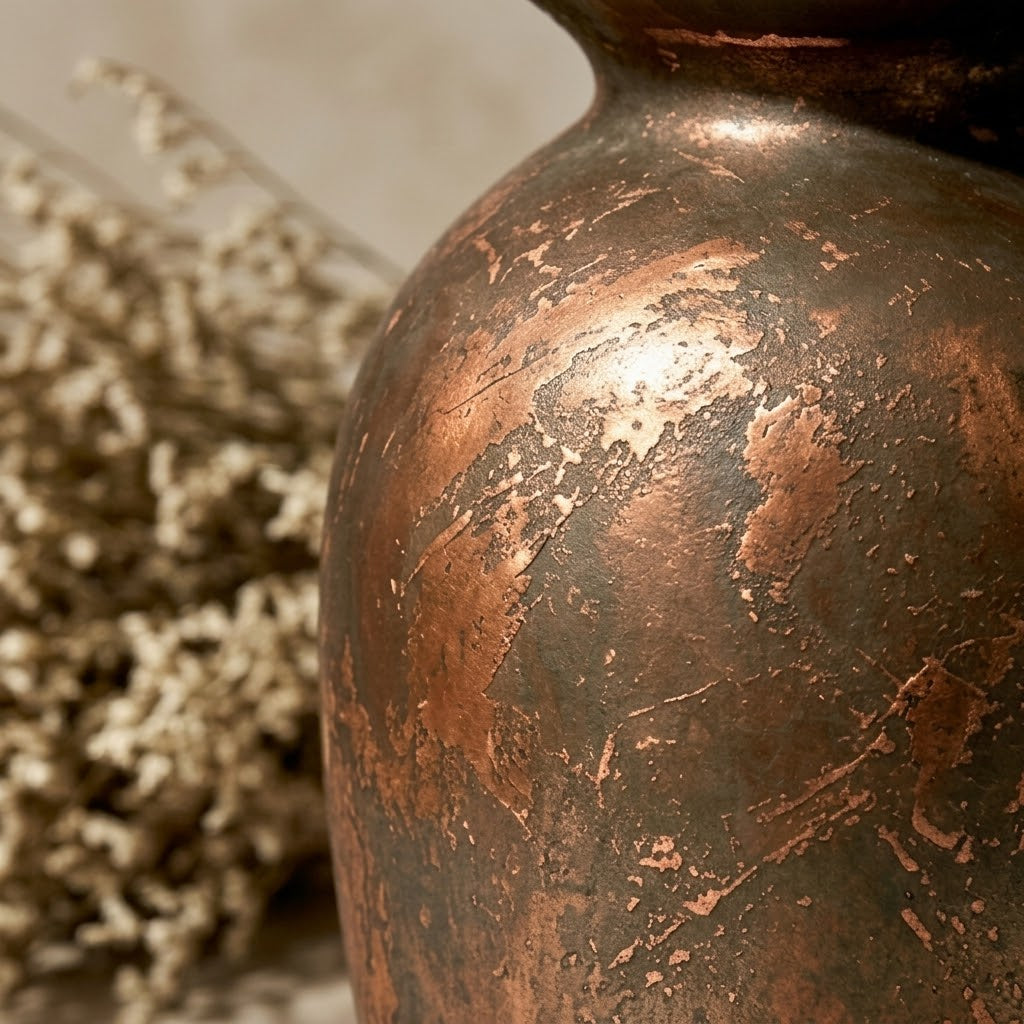 Distressed Forged Copper Urn Vase