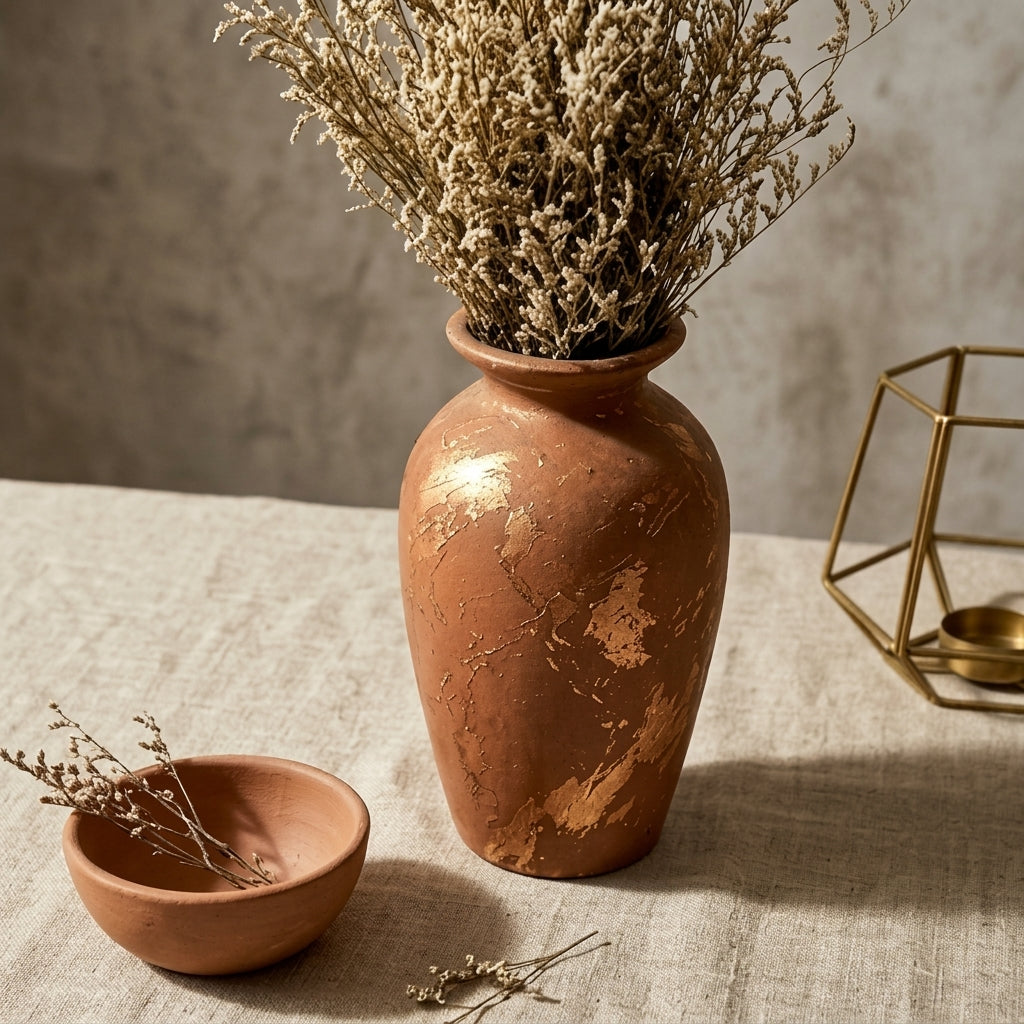Distressed Terracotta Artisan Urn Vase