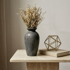 Weathered Charcoal Crackle Urn Vase